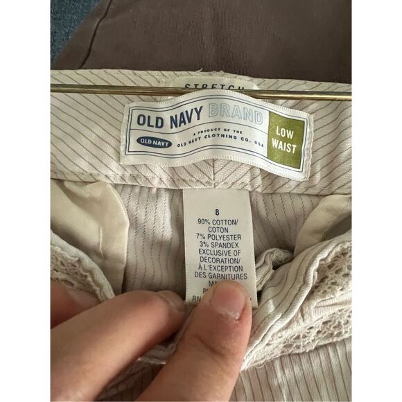 Old Navy beige and brown pin striped cotton pants 8 - Picture 2 of 4